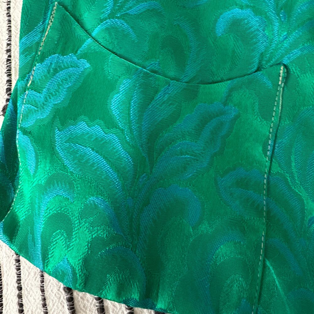 50s Vintage CAROL CRAIG | Matching Green and Blue Brocade Skirt Suit | Sz Small - Picture 9 of 9